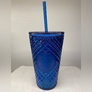 Starbucks 2022 Holiday Azure Blue Jewel Grande Tumbler.